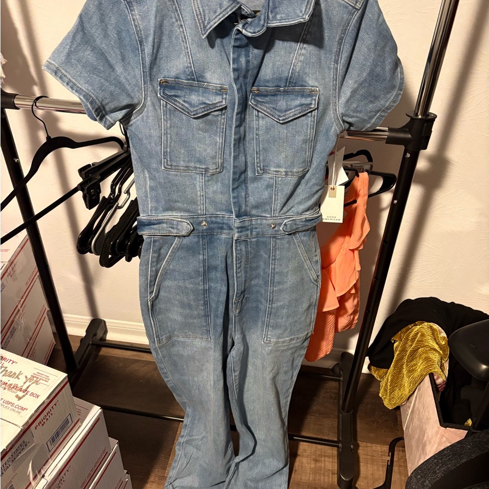 Good American Fit For Success denim jumpsuit NWT size Medium - Picture 2 of 2